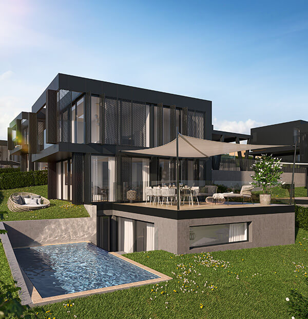 Edler Wohnraum gepaart mit Sauna und Outdoor-Pool